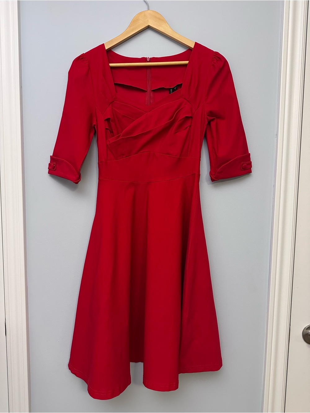Vintage Style Red Swing Dress Sweetheart Neckline Rockabilly Retro A-Line